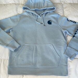 Carhartt Light Blue Pullover Hoodie, SM